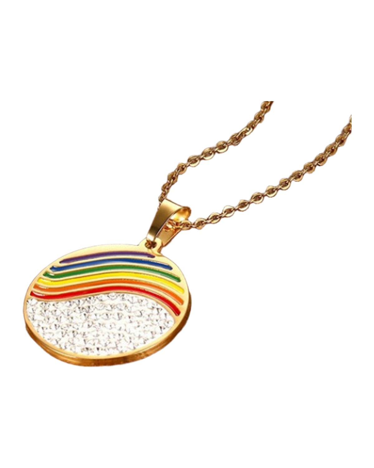 Lgbt Six-color Rainbow Titanium Steel Pendant Necklace photo 3