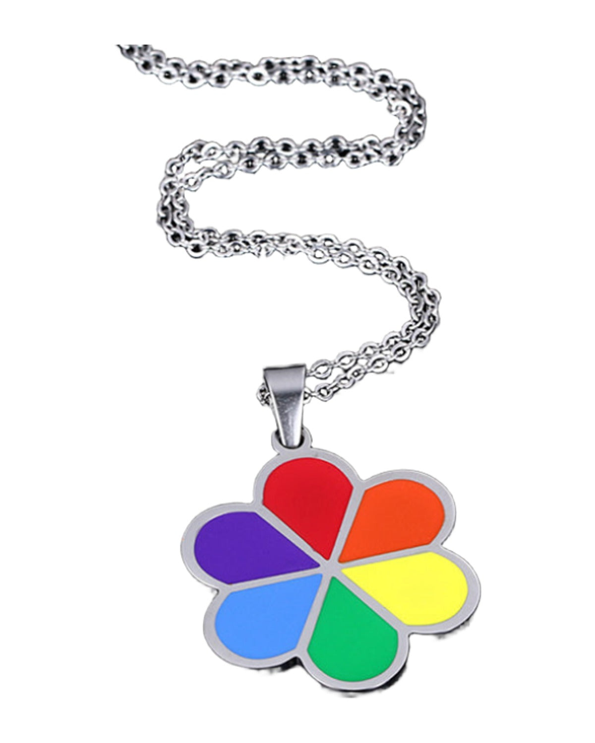 Lgbt Six-color Rainbow Titanium Steel Pendant Necklace photo 4