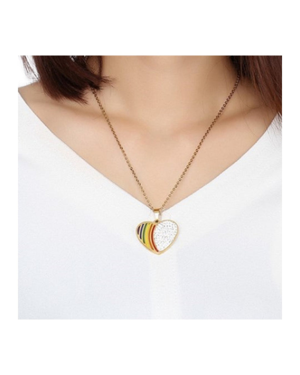 Lgbt Six-color Rainbow Titanium Steel Pendant Necklace photo 5