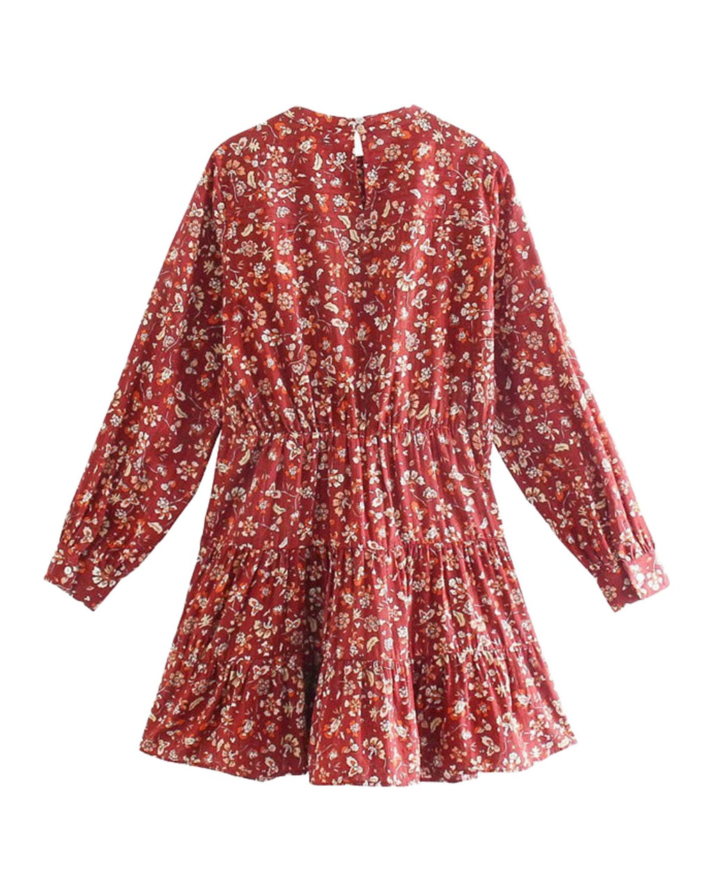 Printed Long Sleeve High Waist Dress photo 2