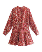 Printed Long Sleeve High Waist Dress photo 2