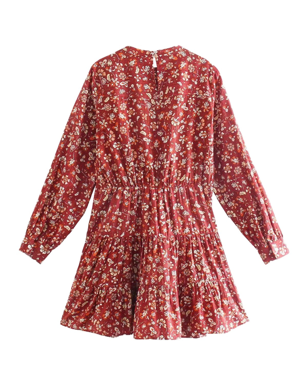 Printed Long Sleeve High Waist Dress photo 2