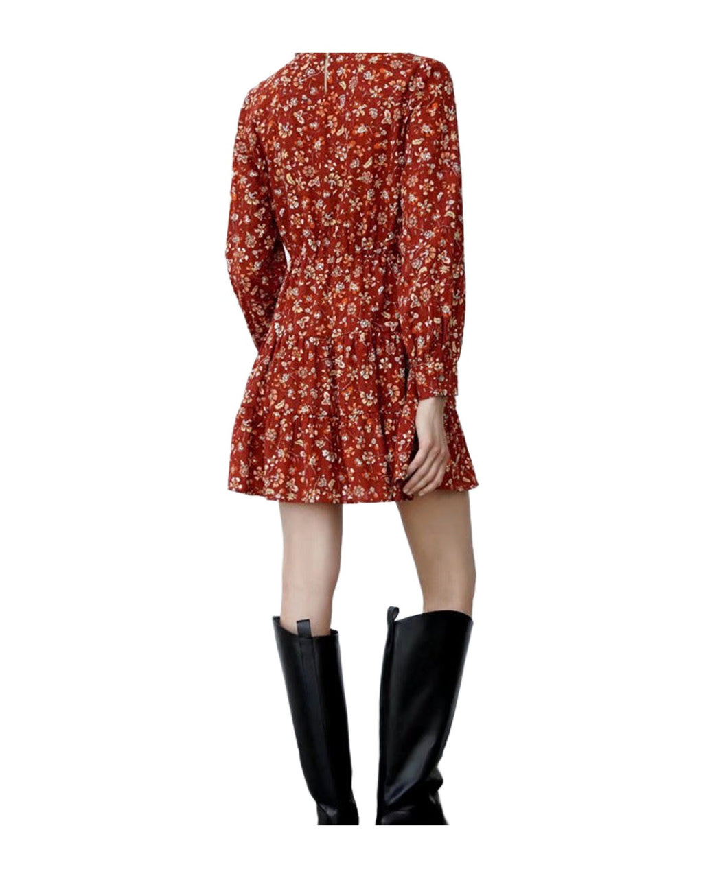 Printed Long Sleeve High Waist Dress photo 3