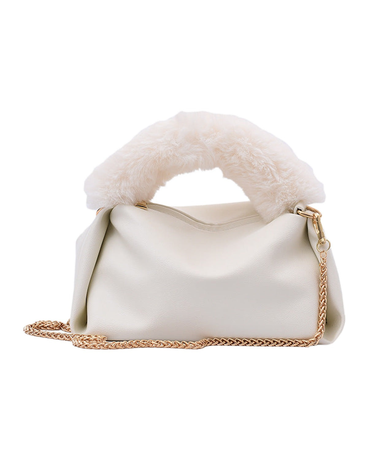 Solid Color One-shoulder Chain Plush Handbag photo 2