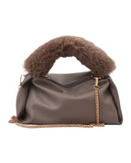 Solid Color One-shoulder Chain Plush Handbag photo 3