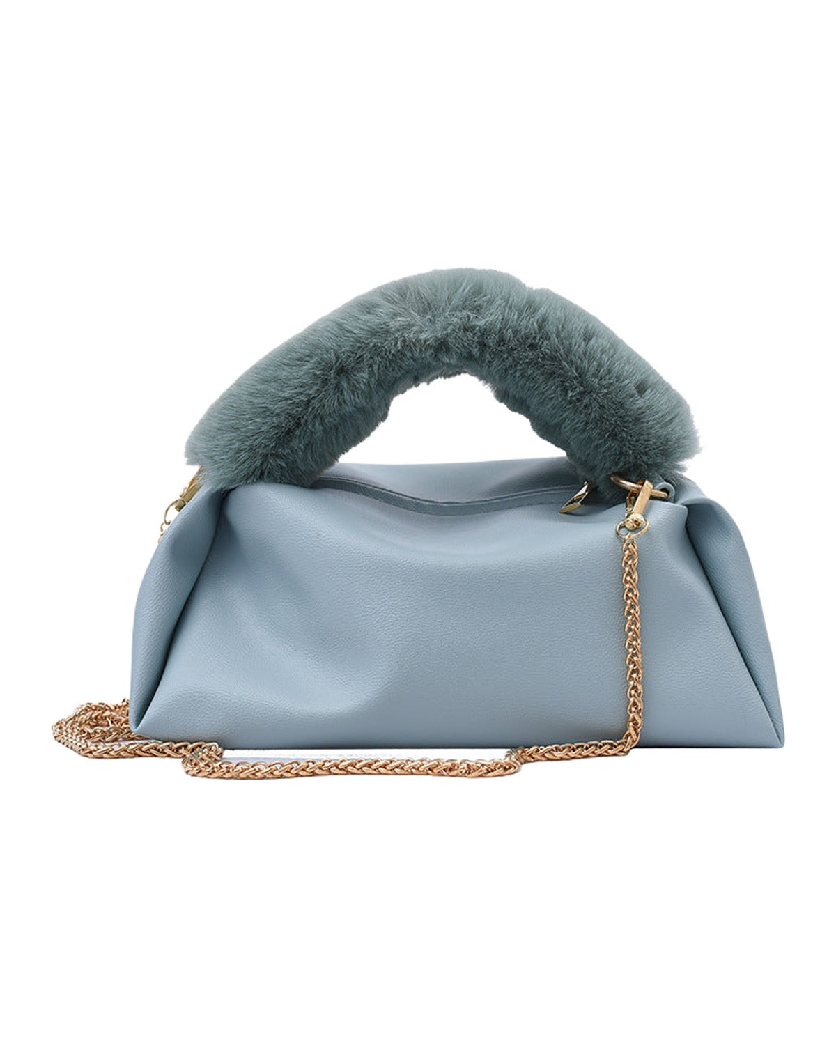 Solid Color One-shoulder Chain Plush Handbag photo 6