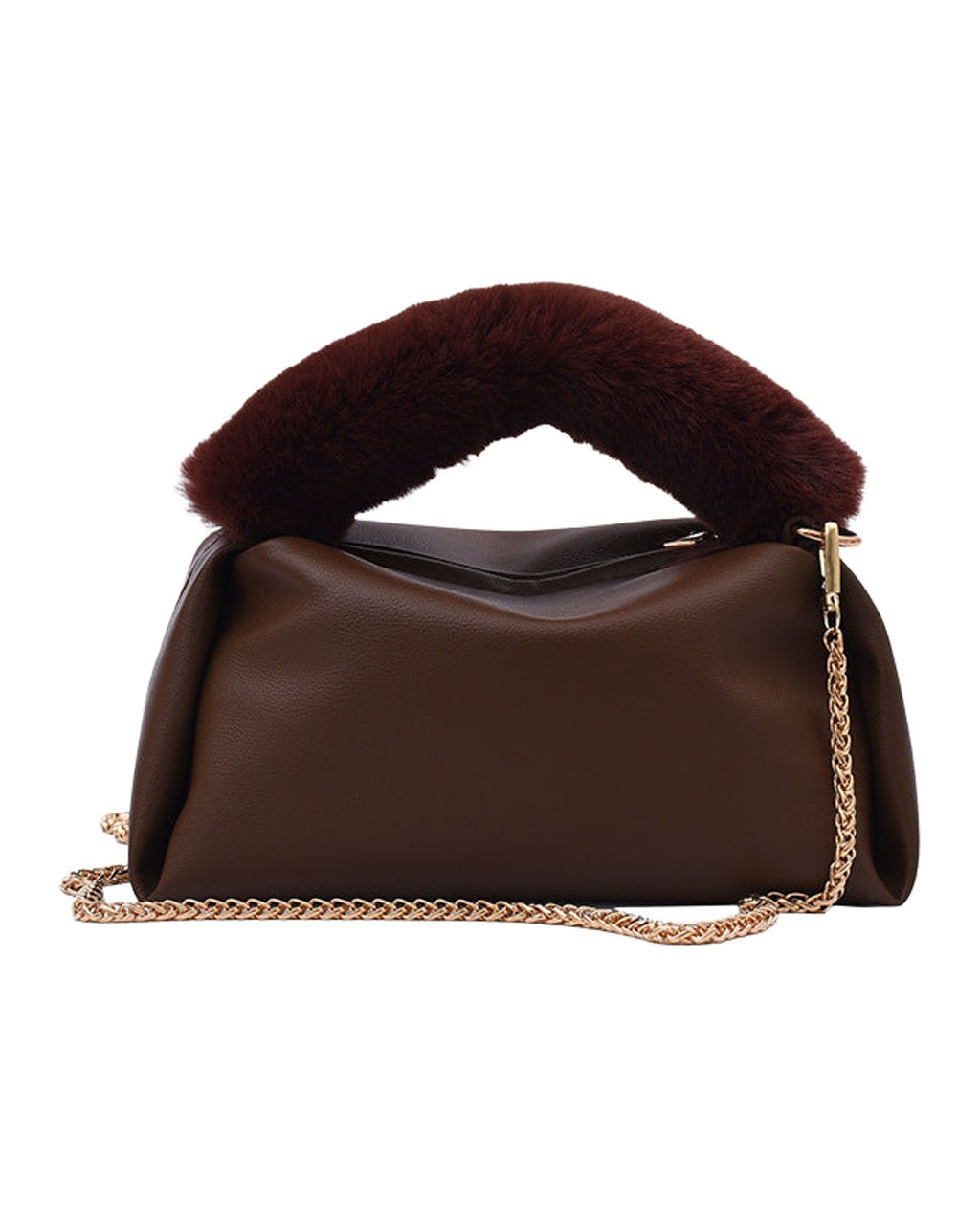 Solid Color One-shoulder Chain Plush Handbag photo 7