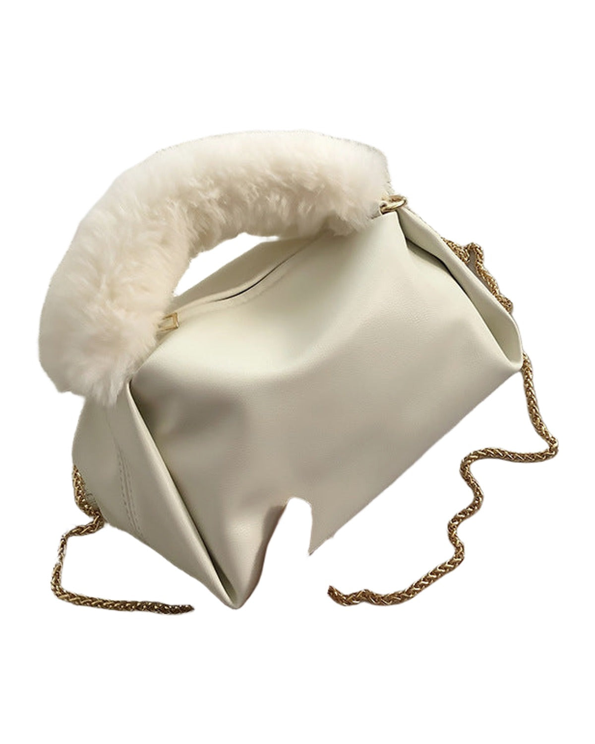 Solid Color One-shoulder Chain Plush Handbag photo 8