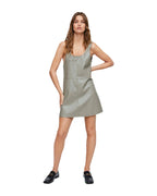 Mint Green Loose Pu Leather Mini Dress photo 5