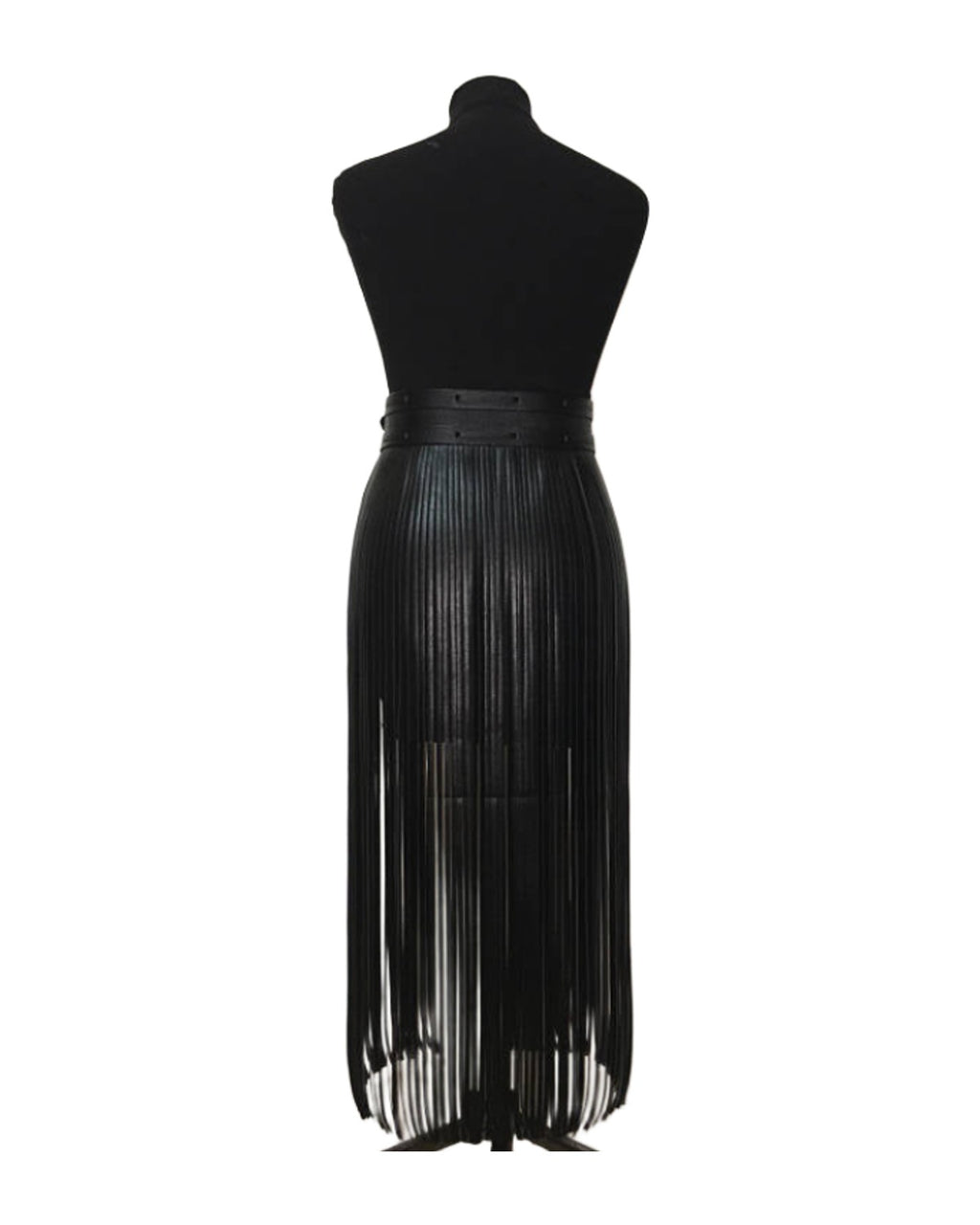 Striped Leather Fringe Belted Skirt photo 4