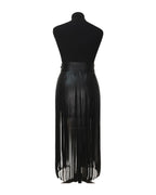 Striped Leather Fringe Belted Skirt photo 4