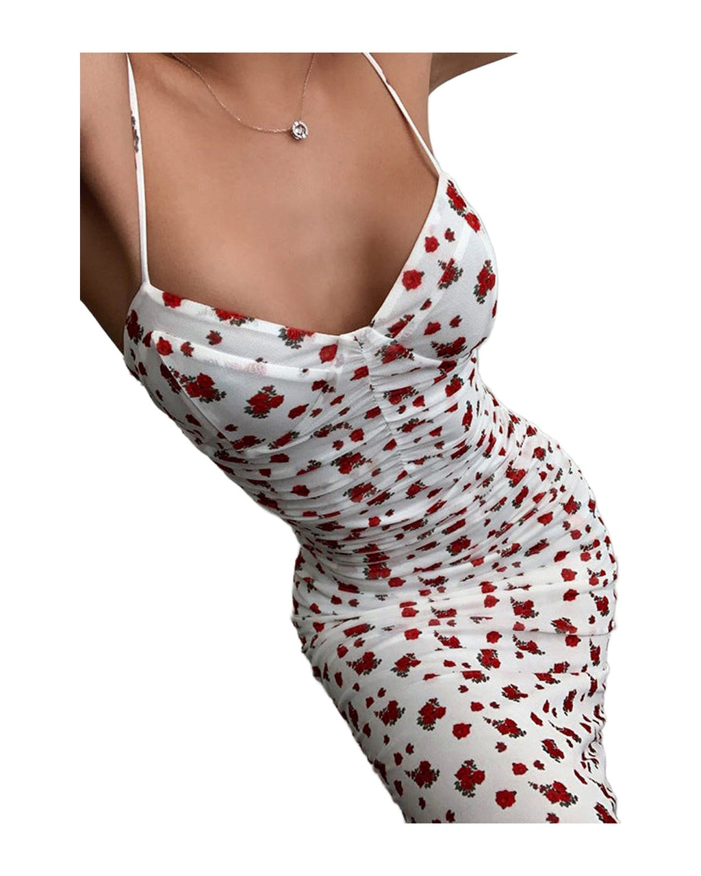 Deep V Floral Print Bag Hip Skirt photo 3