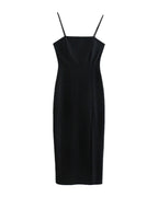 Slim Fit Black Slip Dress Midi photo 1