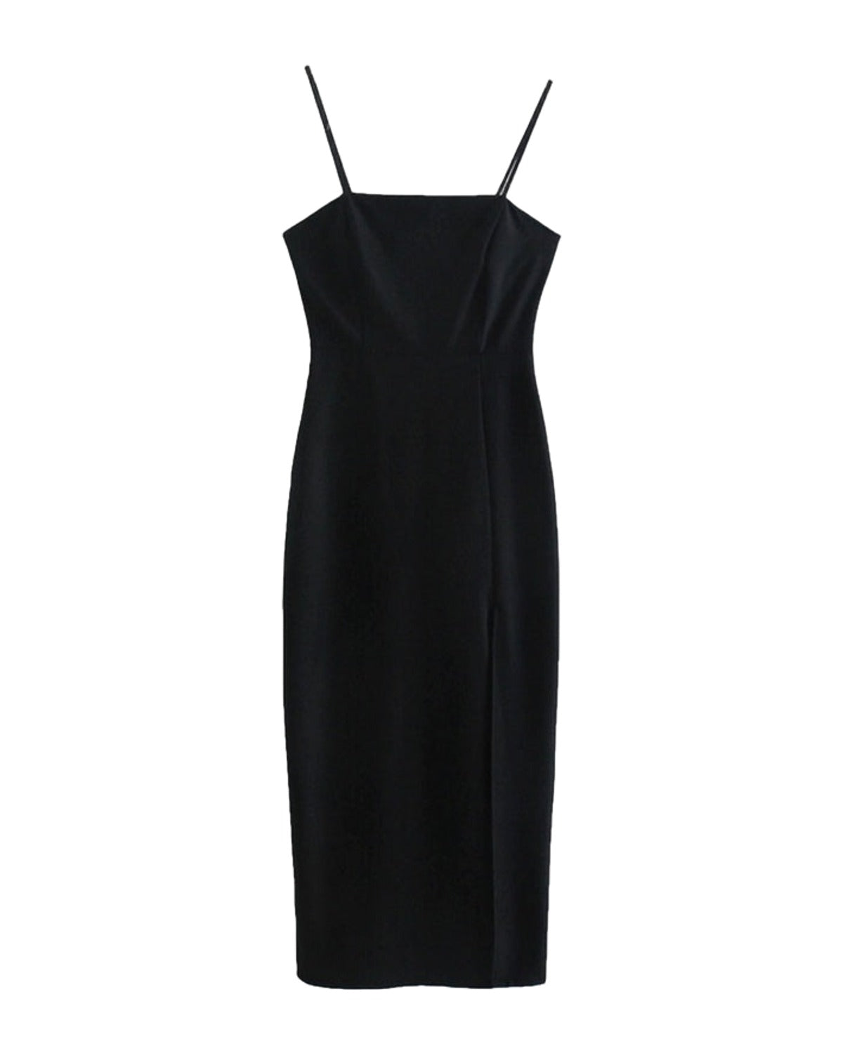 Slim Fit Black Slip Dress Midi photo 1