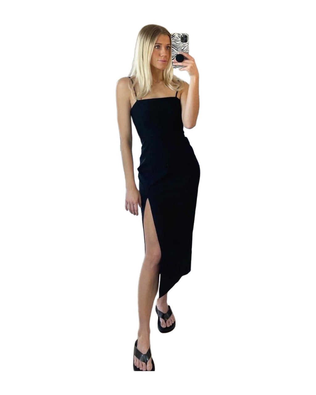 Slim Fit Black Slip Dress Midi photo 3