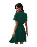 High Neck Neck Waist Ruffle Dress photo 1
