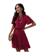 High Neck Neck Waist Ruffle Dress photo 7