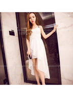 Summer Print Chiffon Slit Slim Package Hip Tuxedo Dress