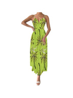 V Neck Floral Spaghetti Strap Summer Casual Swing Dress