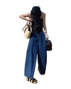 Retro Simple Commuter High Waist Thin Wide Leg Jeans photo 3