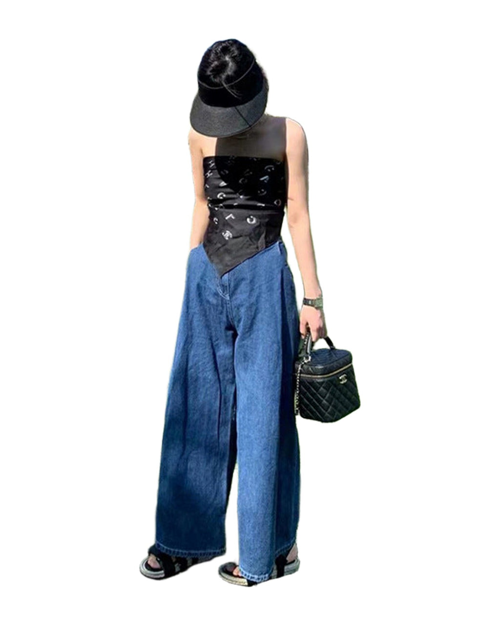 Retro Simple Commuter High Waist Thin Wide Leg Jeans photo 4
