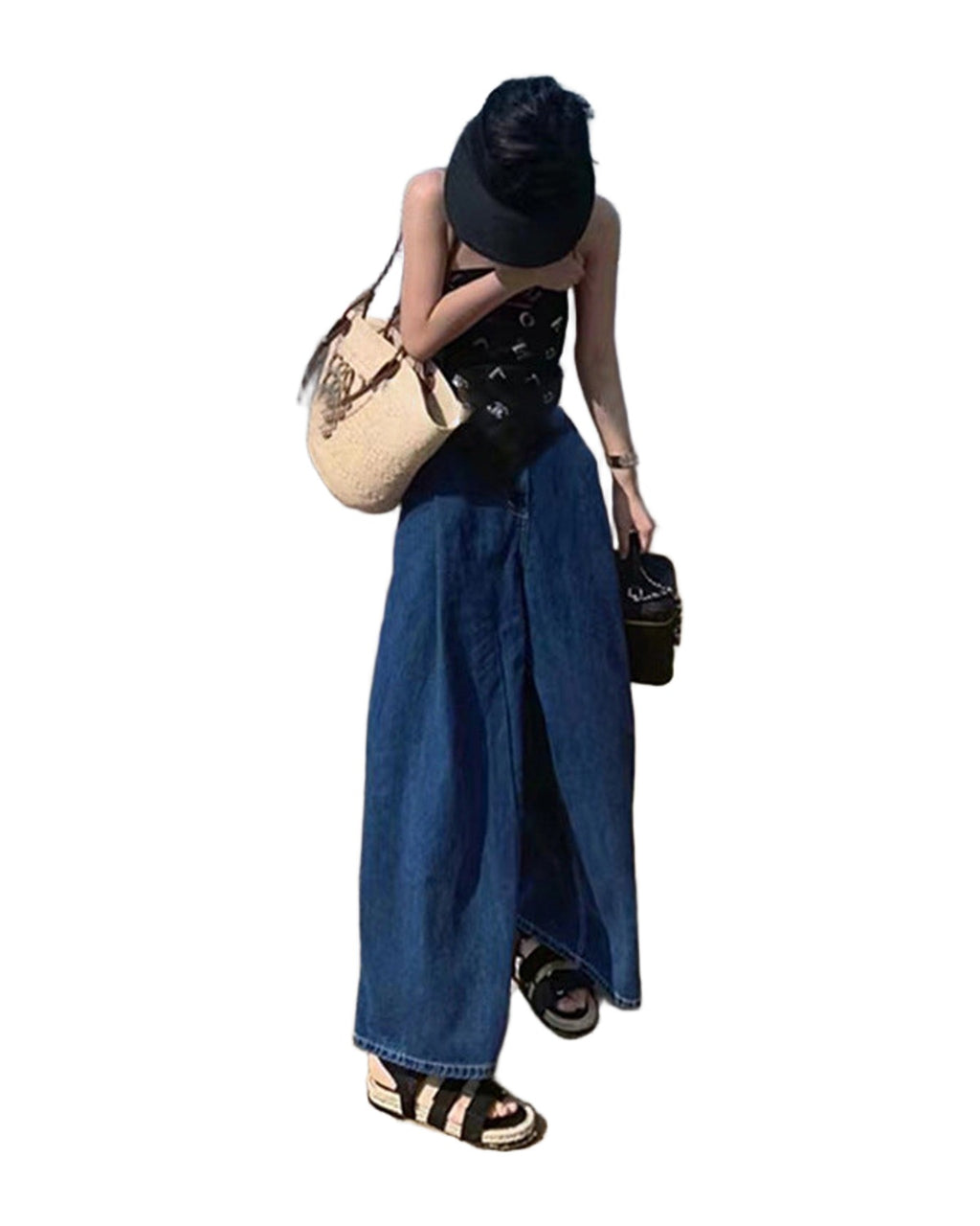 Retro Simple Commuter High Waist Thin Wide Leg Jeans photo 6