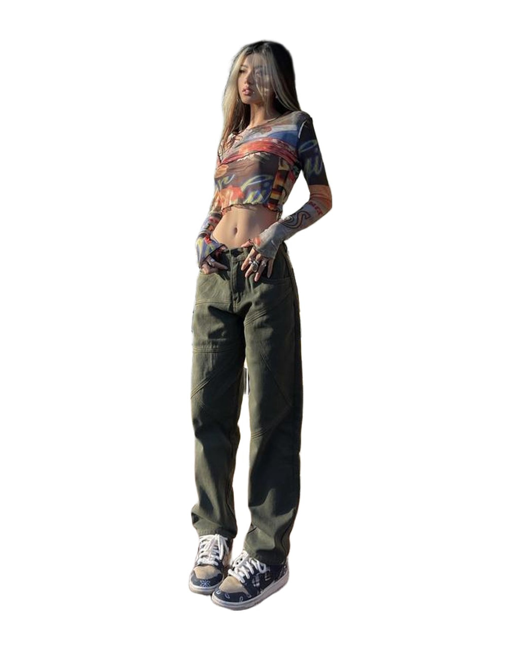 Olive Green Straight Denim High Street Cross Jeans photo 6
