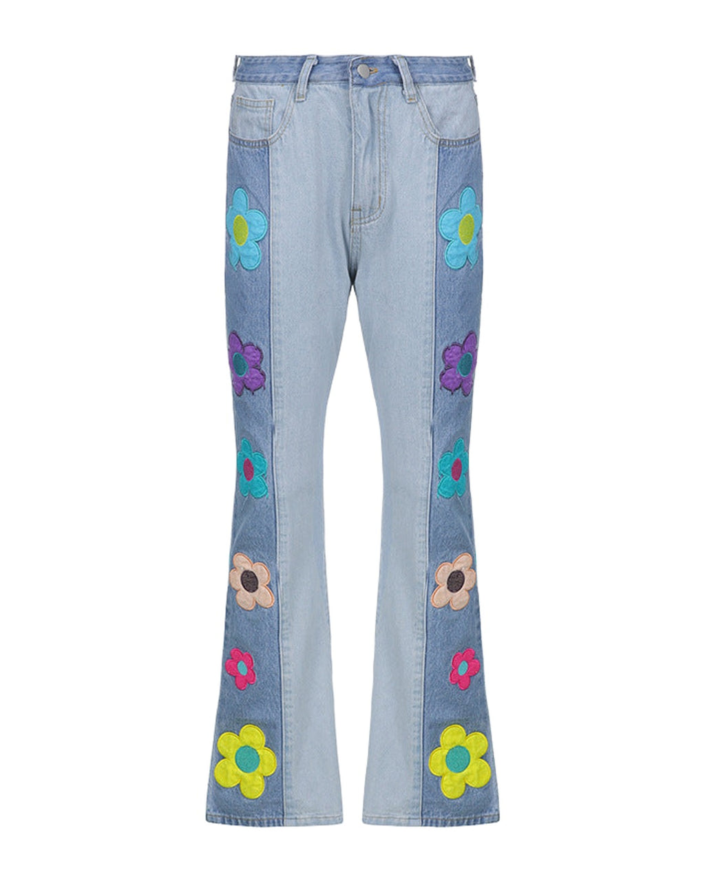 Pattern Colorblock Bootcut Jeans photo 7
