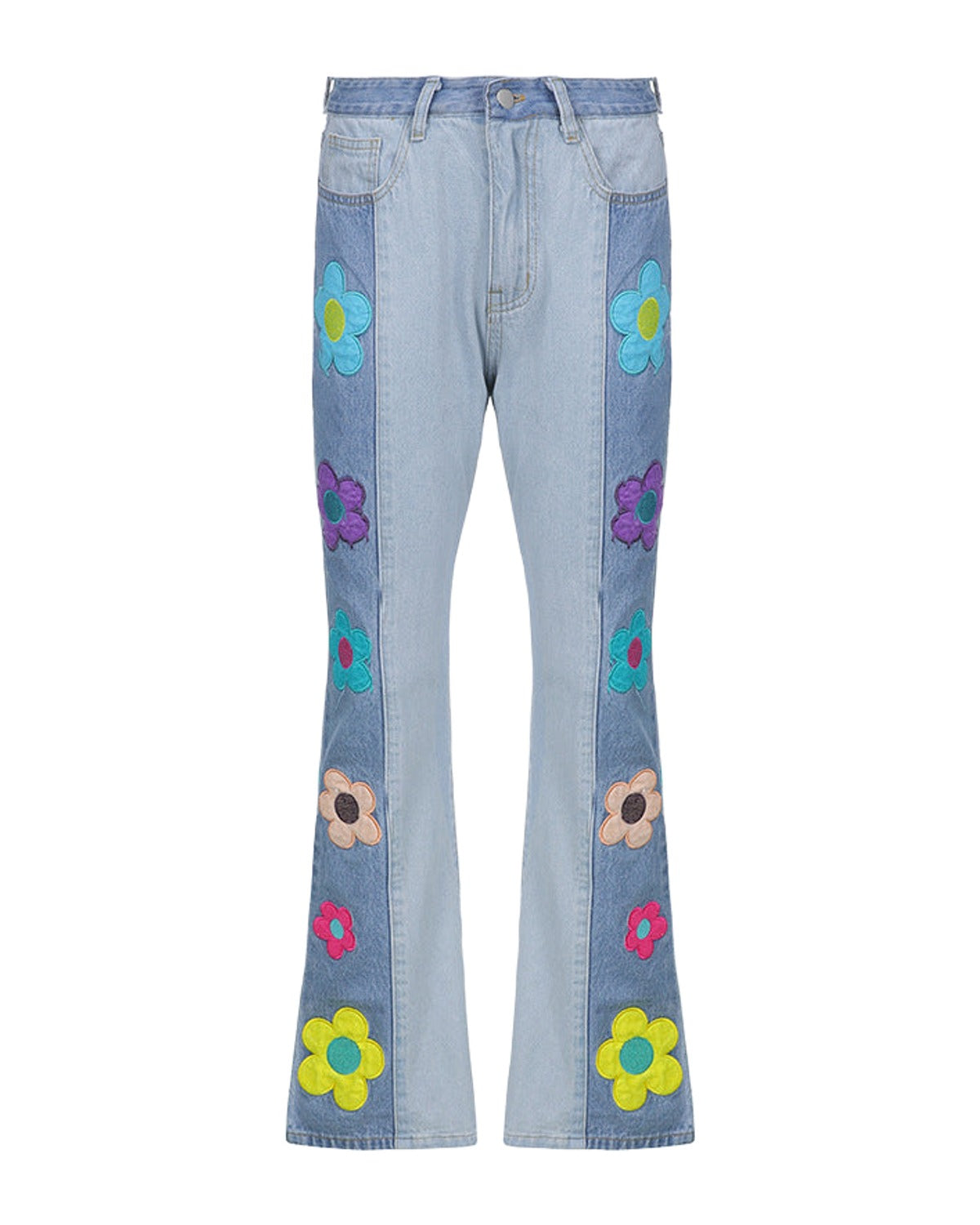 Pattern Colorblock Bootcut Jeans photo 7