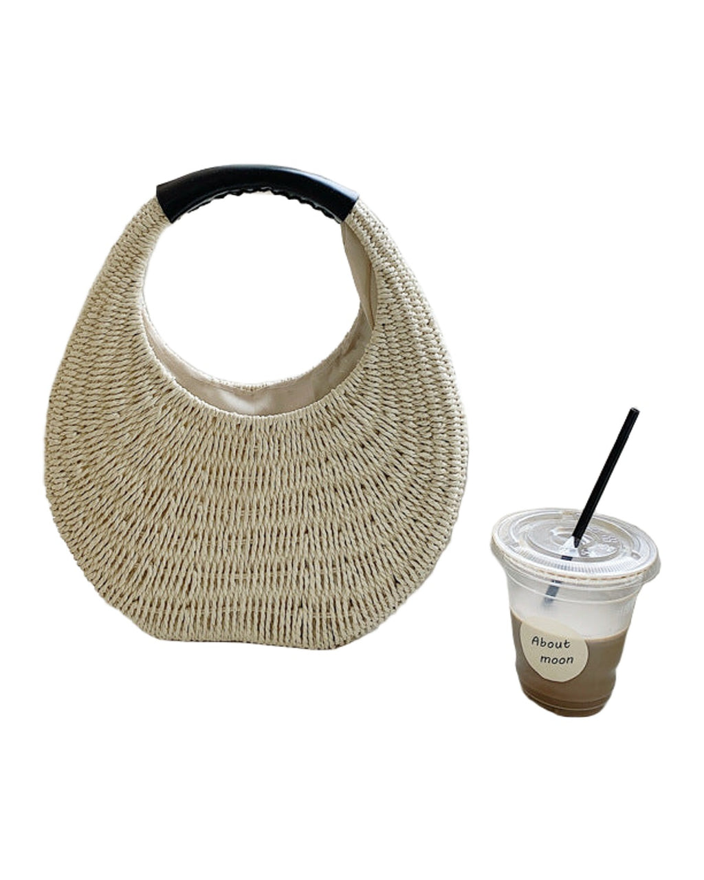 Oval Simple Rattan Moon Handbag photo 2