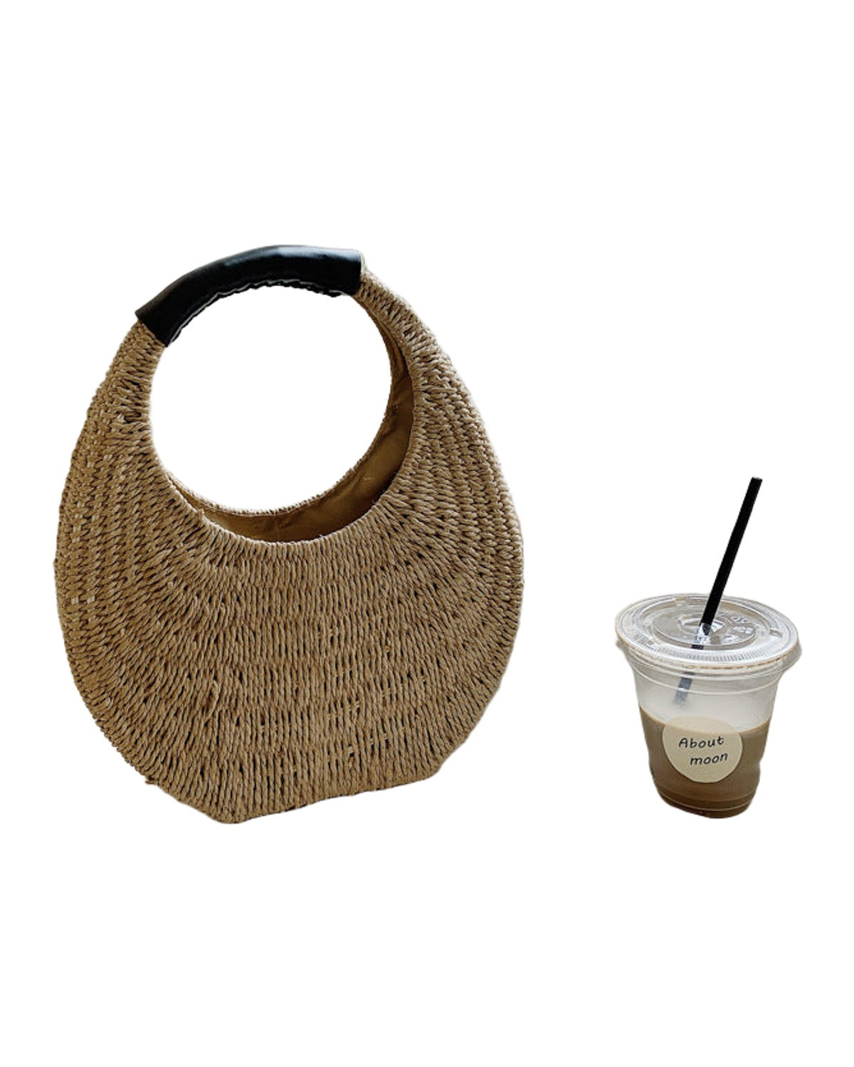 Oval Simple Rattan Moon Handbag photo 3