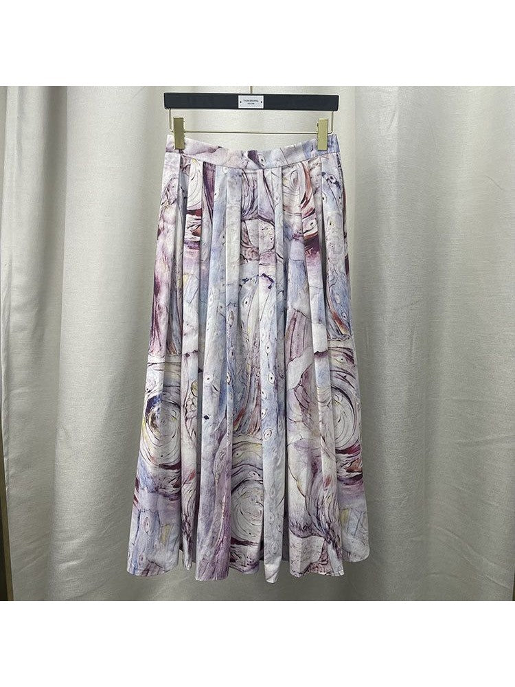 Cotton Poplin Print A-line Skirt