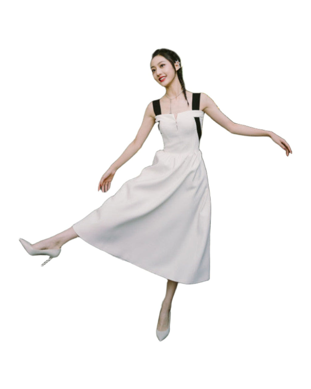 Mini French Dress Midi Party White photo 4