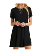 Solid Color Round Neck Short Sleeve Dress photo 12