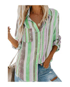 Striped Lapel Long Sleeve Cardigan Single Breasted Shirt photo 4