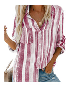 Striped Lapel Long Sleeve Cardigan Single Breasted Shirt photo 7