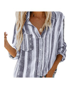 Striped Lapel Long Sleeve Cardigan Single Breasted Shirt photo 9