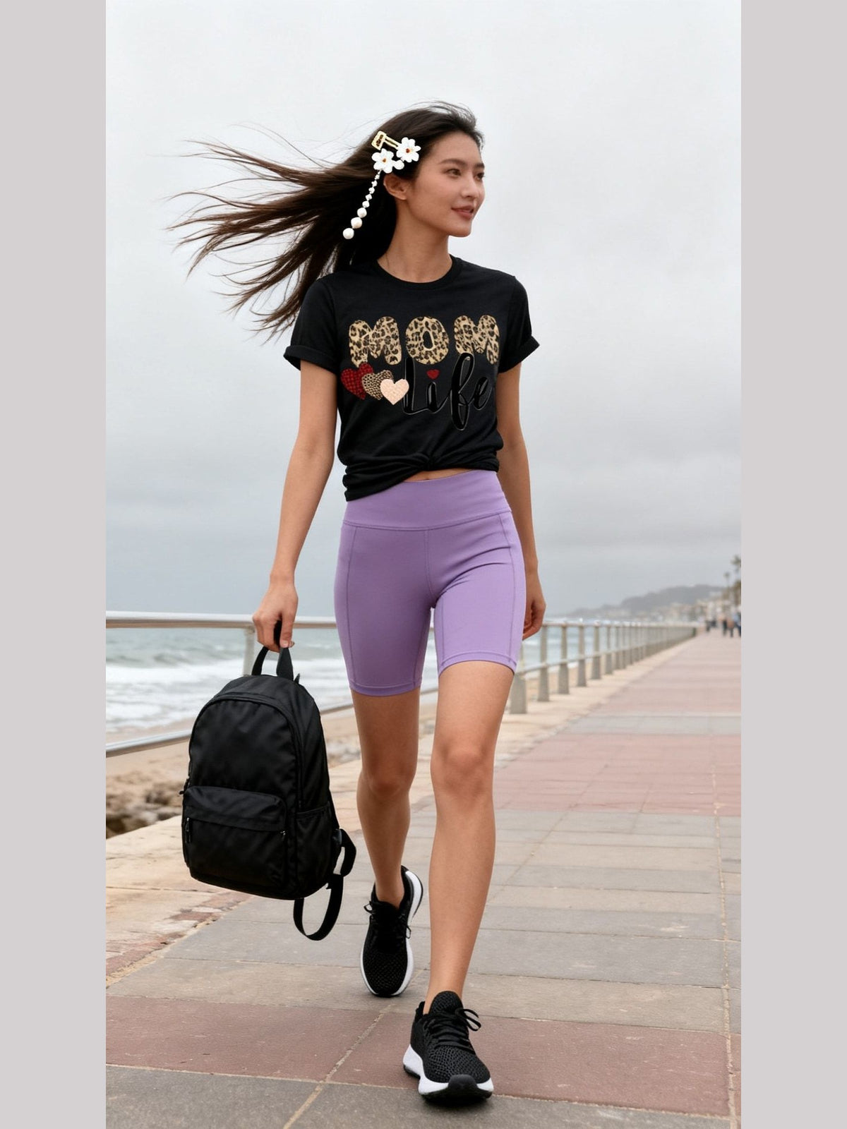 Mama Needs Coffee Short Sleeve T-shirt worn by a model
