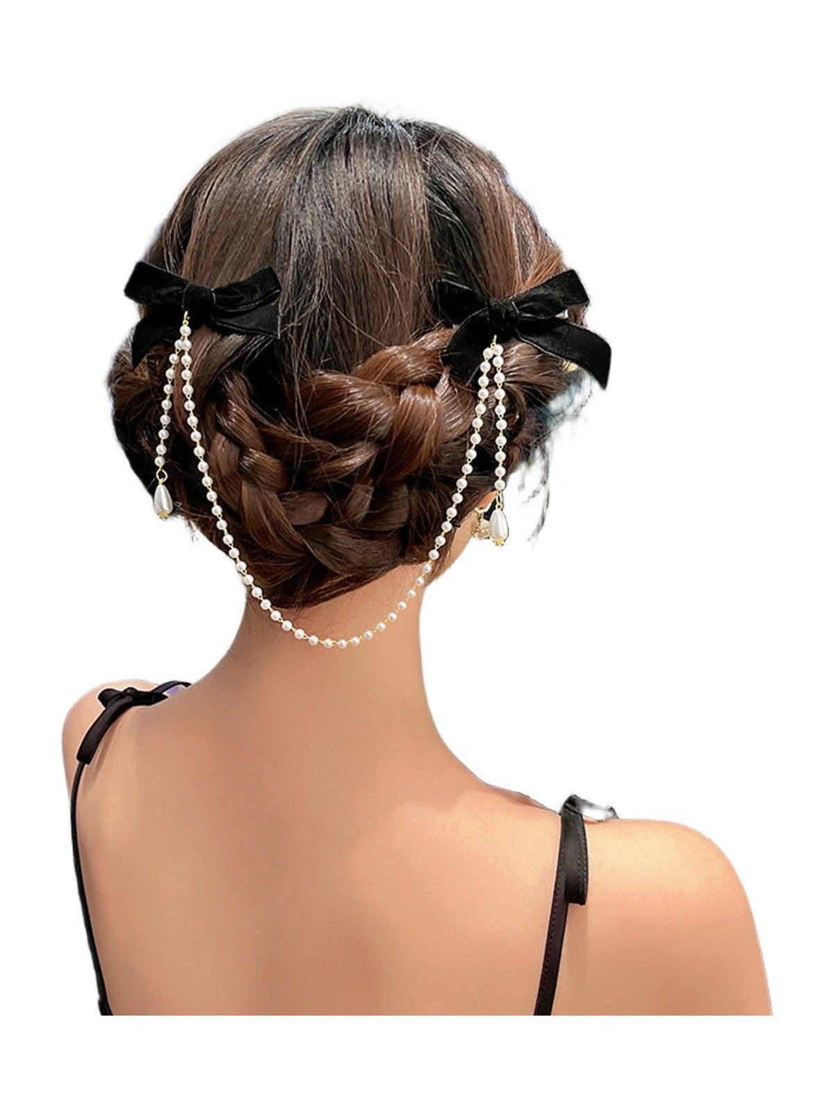 Bow Pearl Fringe Hair Clip