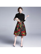 Jacquard Stitching Large Swing Dress