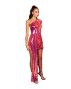 Sequin High Waist Wrap Chest Solid Long Dress photo 6