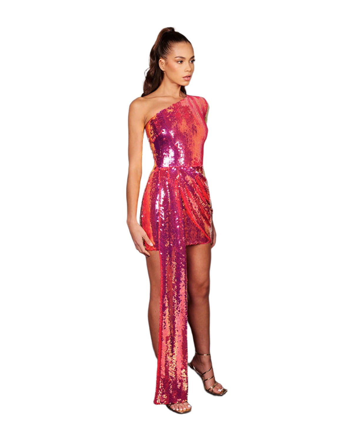 Sequin High Waist Wrap Chest Solid Long Dress photo 6