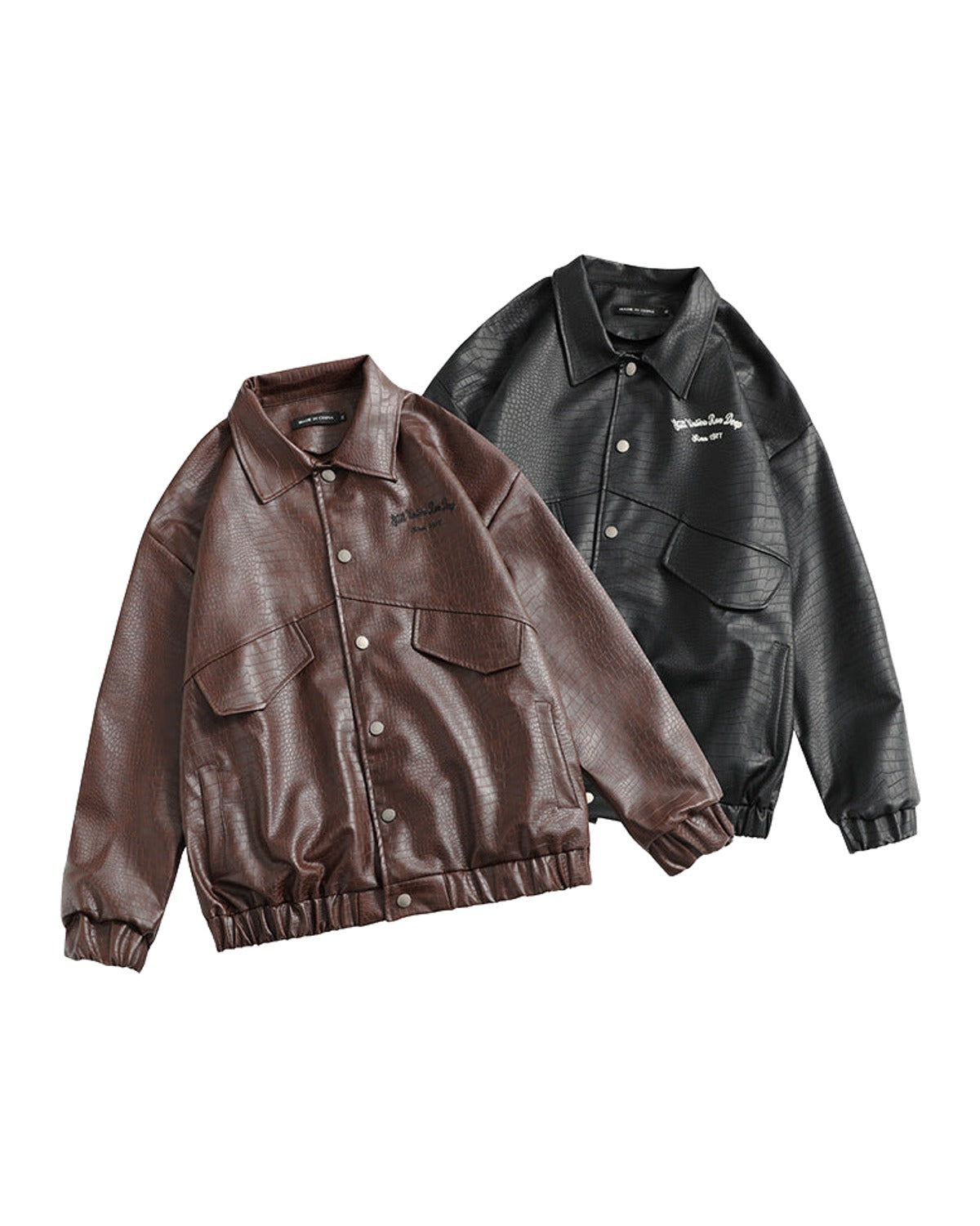 Leather Jacket Lapel Loose Retro Top photo 2