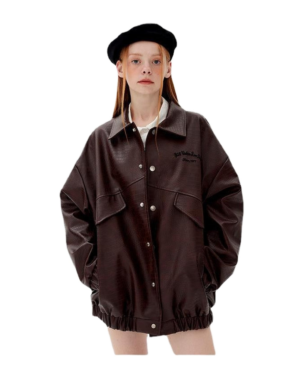 Leather Jacket Lapel Loose Retro Top photo 7