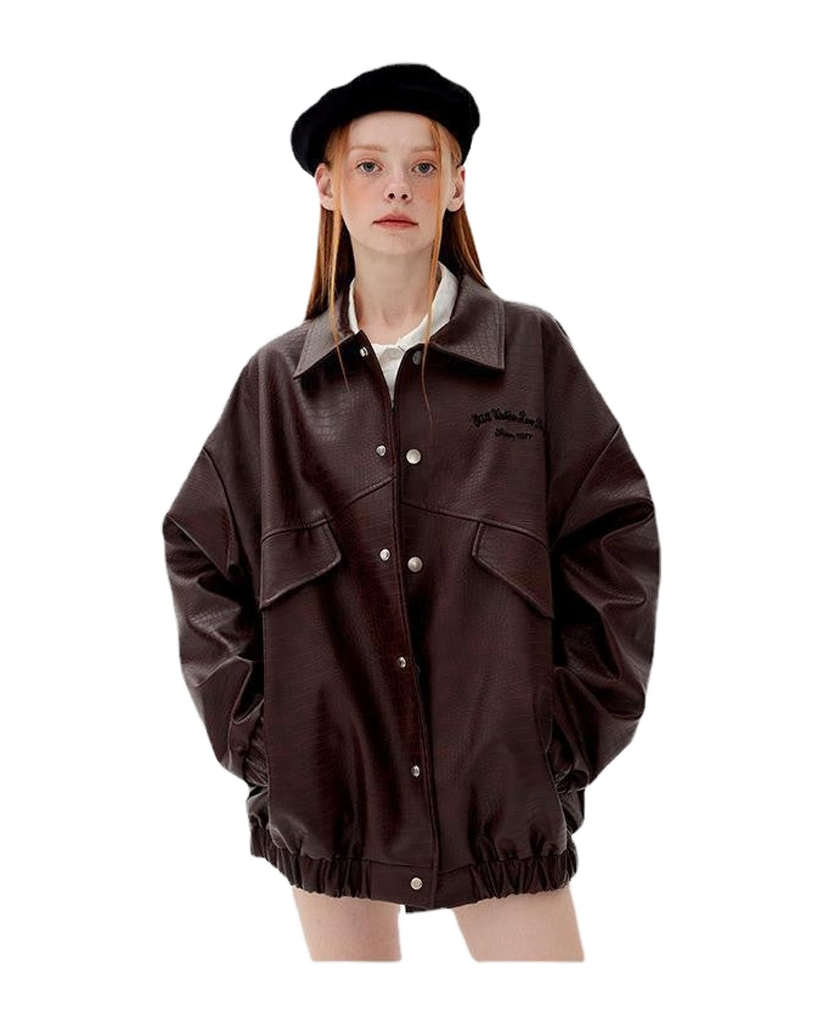 Leather Jacket Lapel Loose Retro Top photo 7