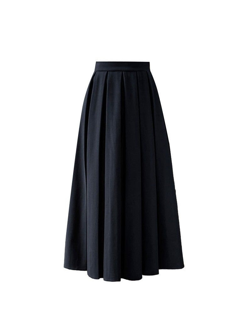 Long Coffee Colored Woolen Word Umbrella Skirt