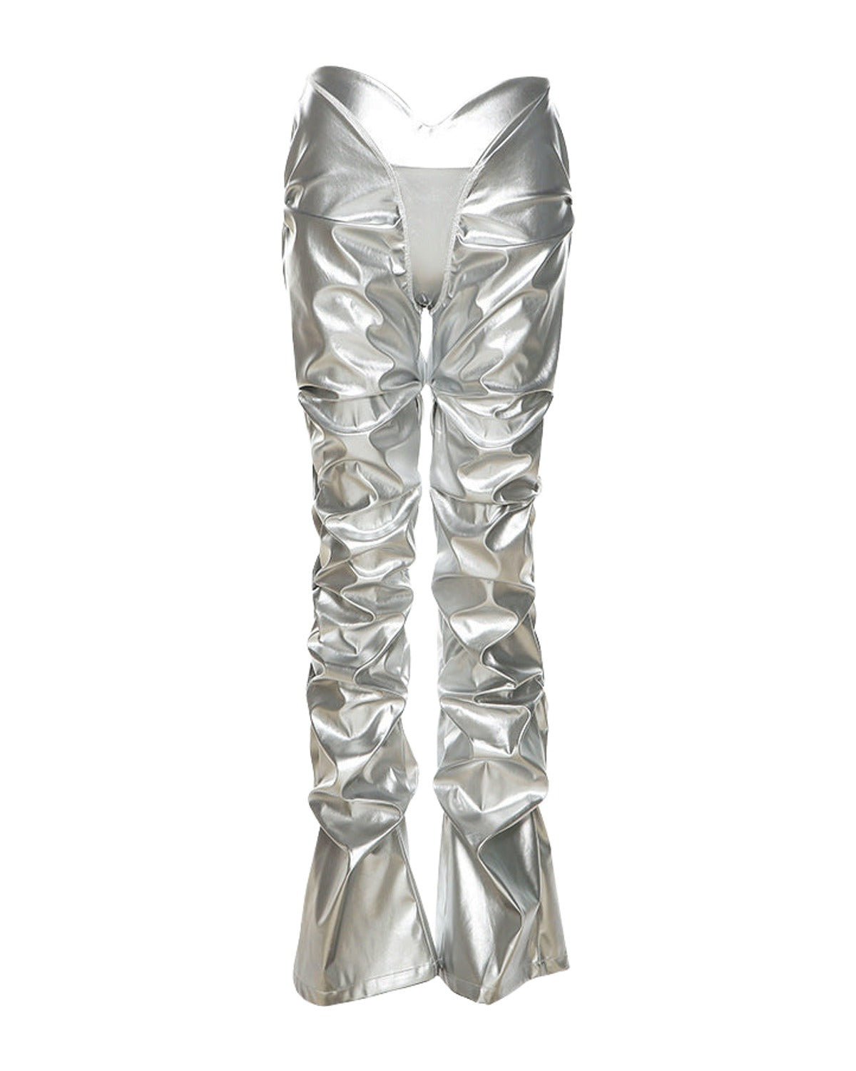 Faux Leather Low-rise Street Snap Straight Leg Casual Pants photo 4
