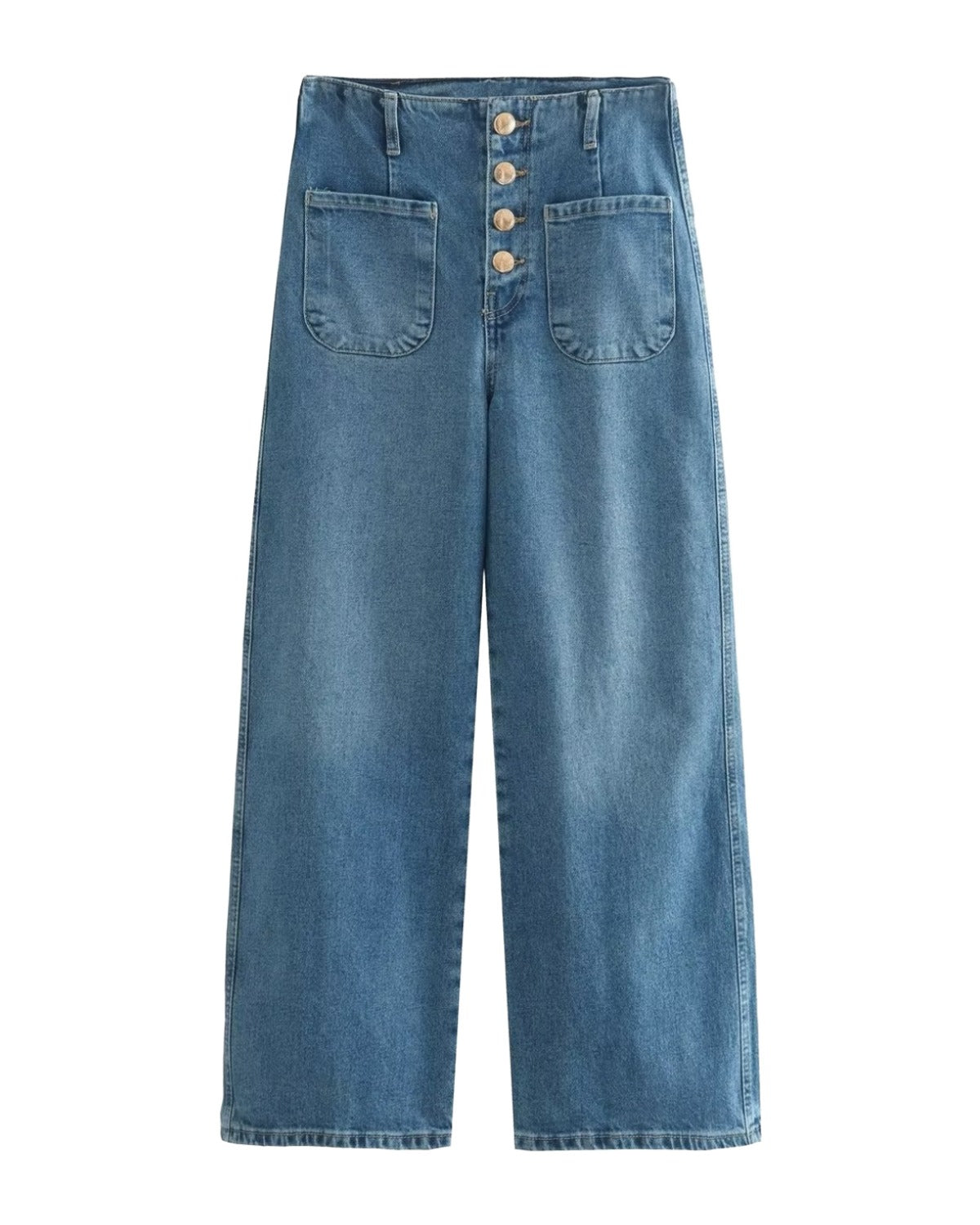 European High-waisted Baggy Wide-leg Capri Jeans photo 3