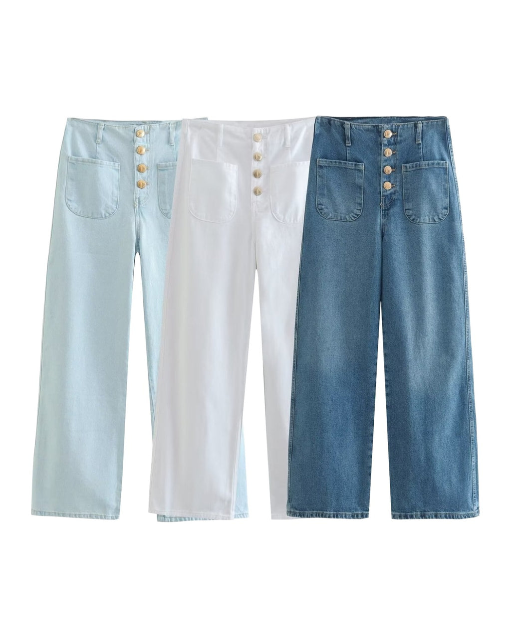 European High-waisted Baggy Wide-leg Capri Jeans photo 4