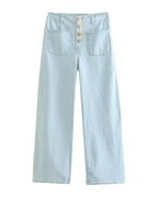 European High-waisted Baggy Wide-leg Capri Jeans photo 7